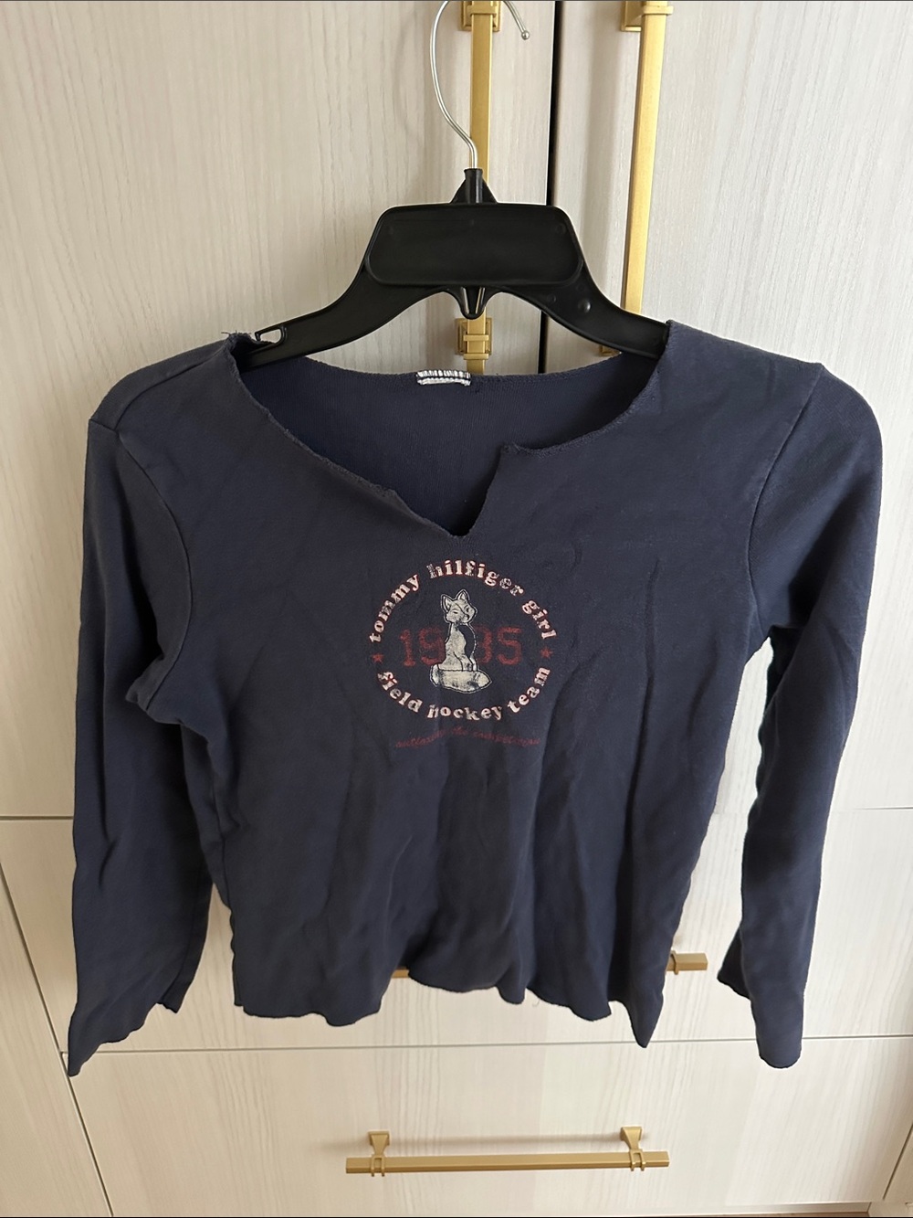 Tommy Hilfiger Navy Long-Sleeve Tee with Field Hockey Graphic